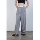 Bol Paça Kumaş Pantolon Gri