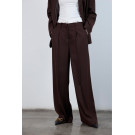 Bol Paça Kumaş Pantolon Kahve