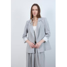 Çizgili Astarlı Blazer Ceket Gri